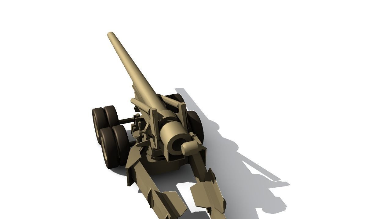 155mm gun M1 Long Tom Low-poly 3D model_9