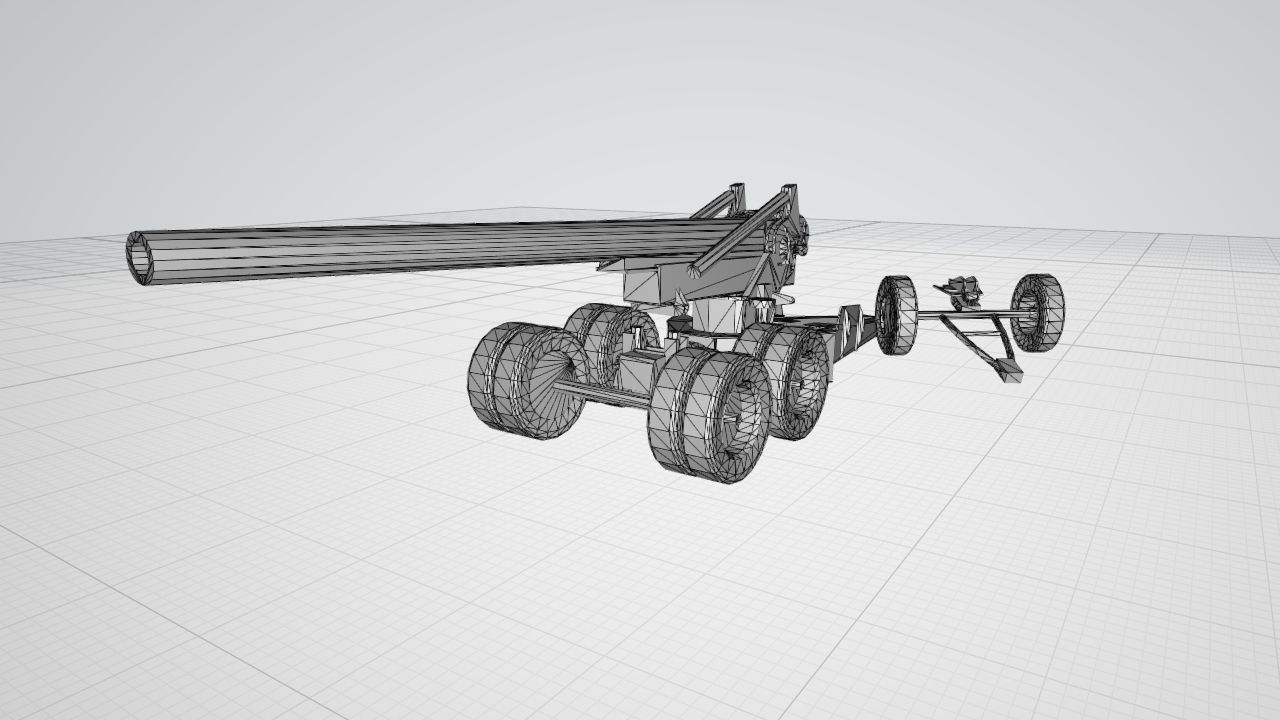 155mm gun M1 Long Tom Low-poly 3D model_17