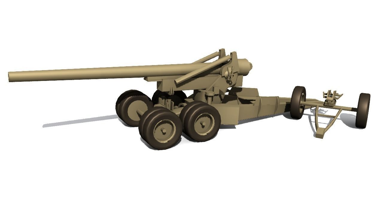 155mm gun M1 Long Tom Low-poly 3D model_5