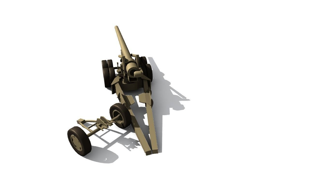 155mm gun M1 Long Tom Low-poly 3D model_10