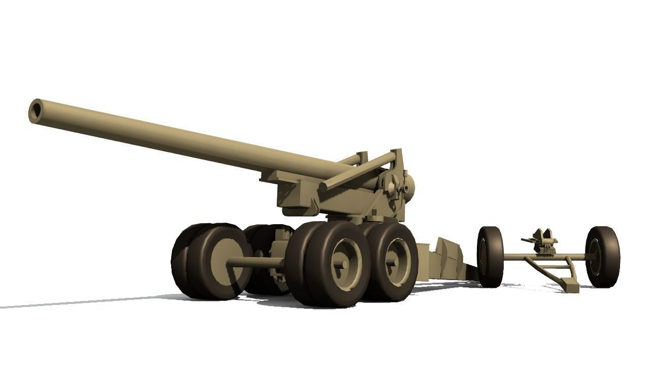 155mm gun M1 Long Tom Low-poly 3D model_4