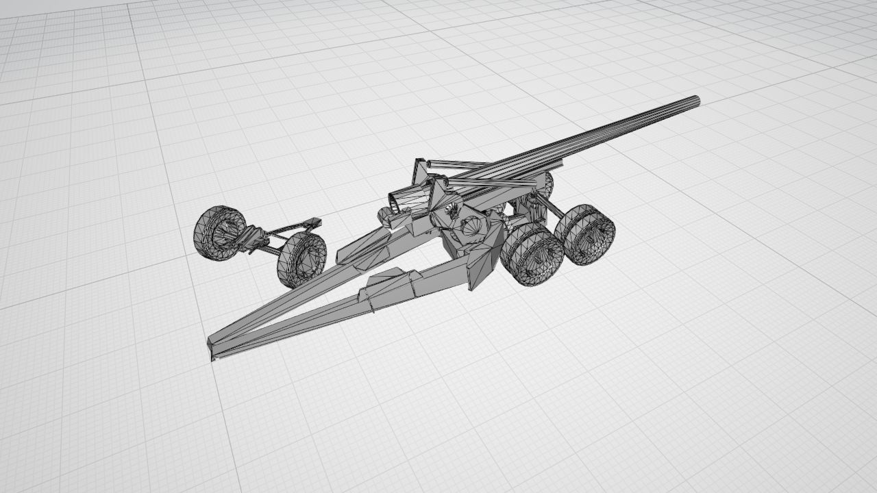 155mm gun M1 Long Tom Low-poly 3D model_16