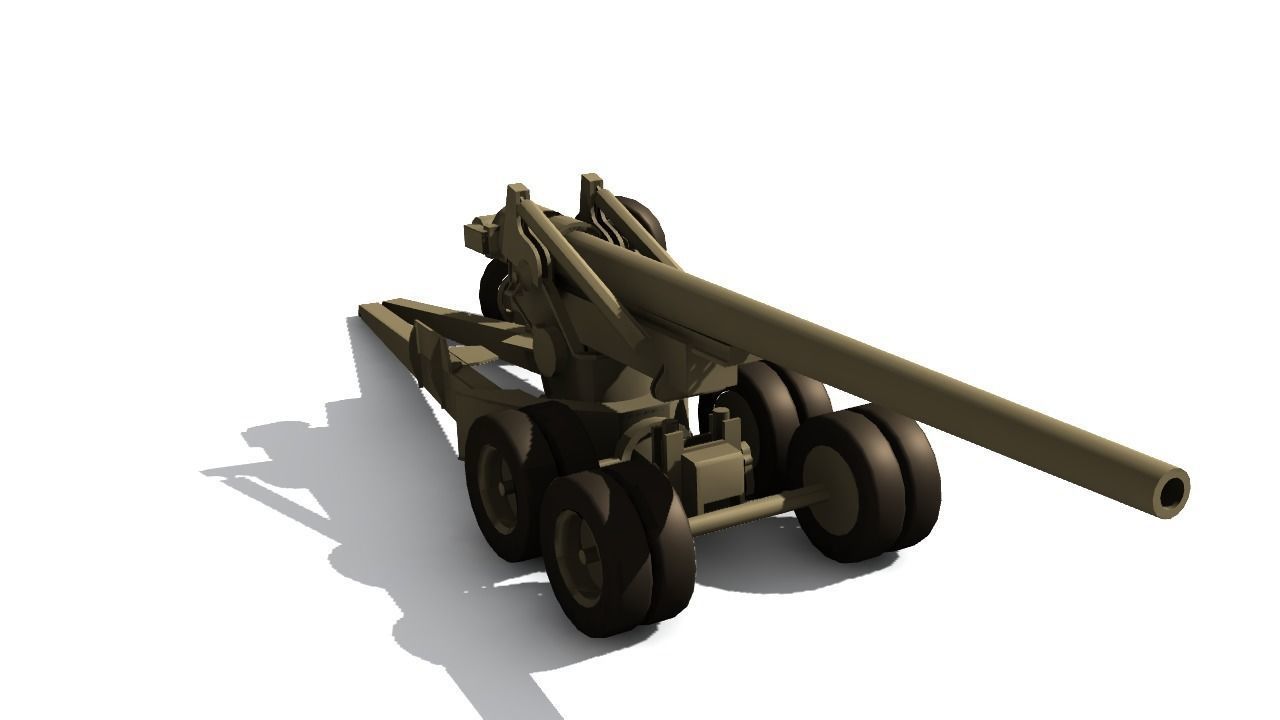 155mm gun M1 Long Tom Low-poly 3D model_1