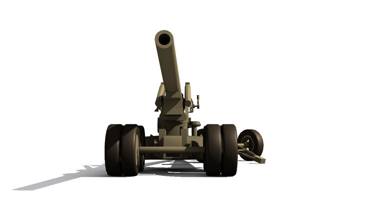 155mm gun M1 Long Tom Low-poly 3D model_3