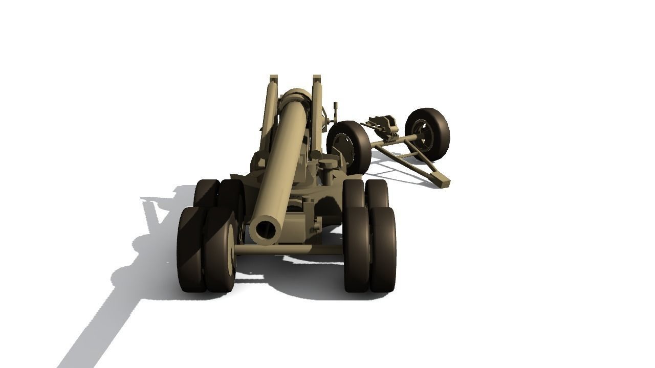 155mm gun M1 Long Tom Low-poly 3D model_2
