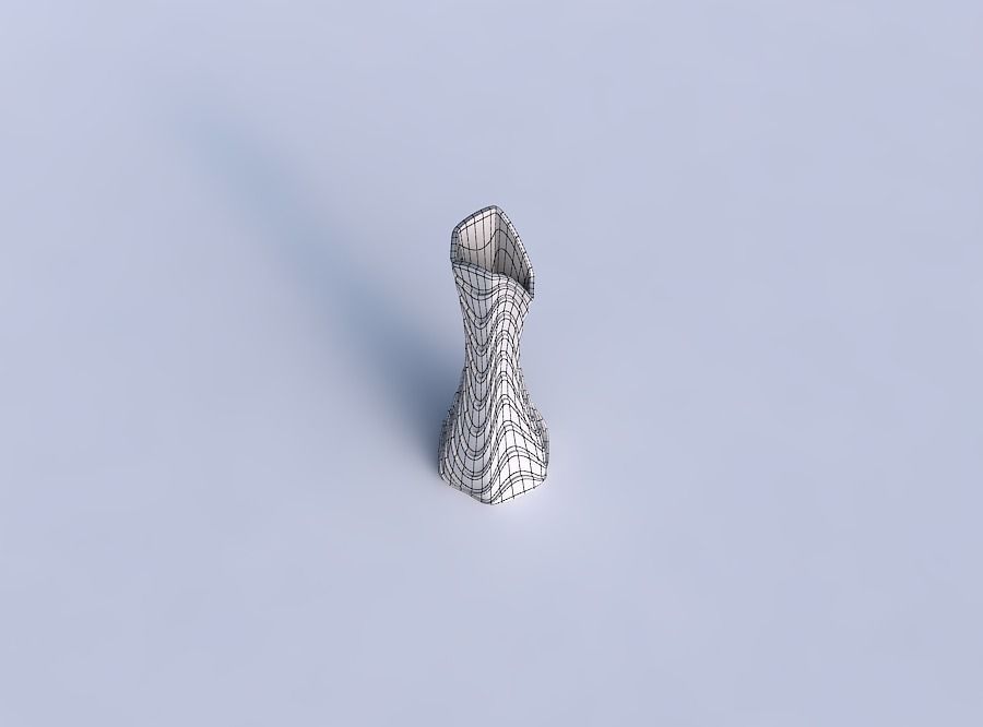 Vase squeezed and bent hexagon 2 with horizontal wavy layers 3D print model_6