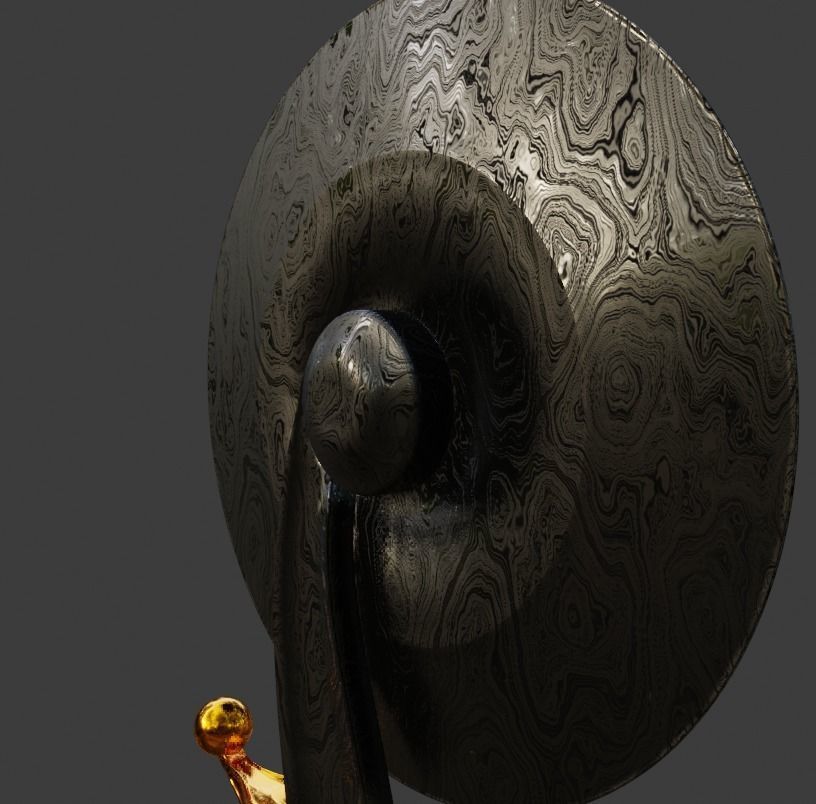 Black Damascus Pizza cutter Low-poly 3D model_13