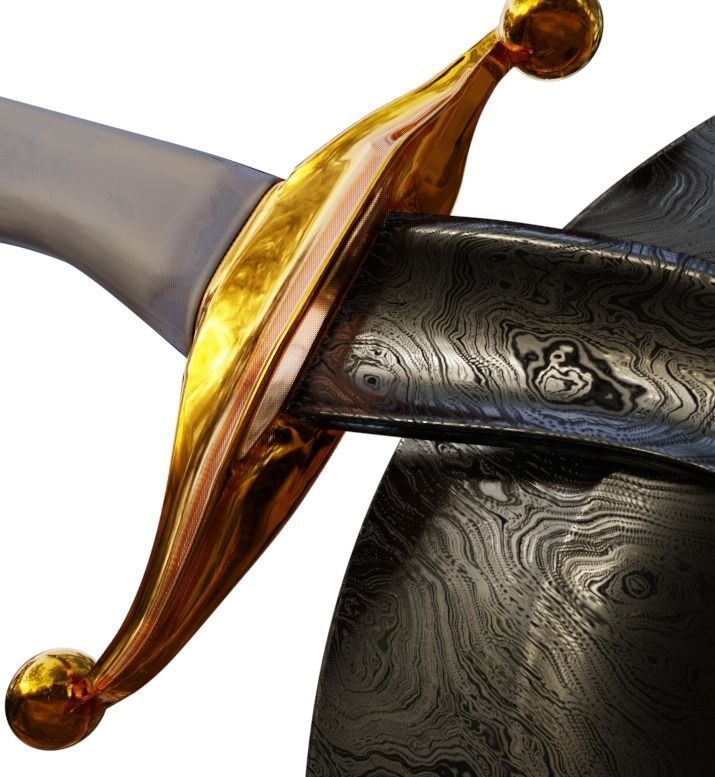 Black Damascus Pizza cutter Low-poly 3D model_2