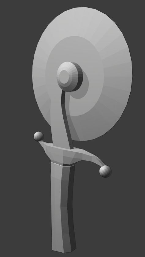 Black Damascus Pizza cutter Low-poly 3D model_11