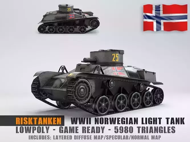 Low Poly Rikstanken light tank