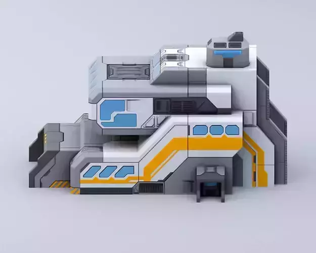 Sci-Fi Military Building - HQ Small Low-poly 3D model