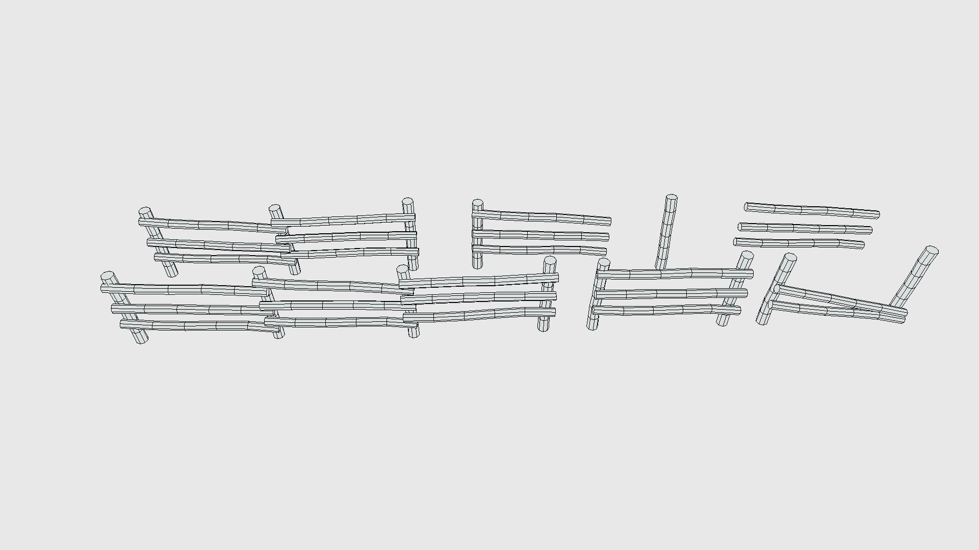 Log Fence assets Low-poly 3D model_4