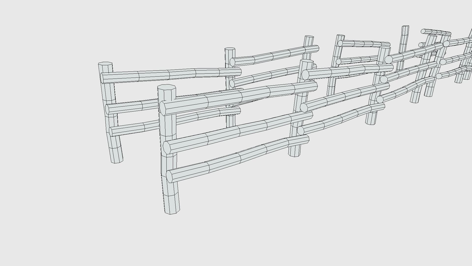 Log Fence assets Low-poly 3D model_3