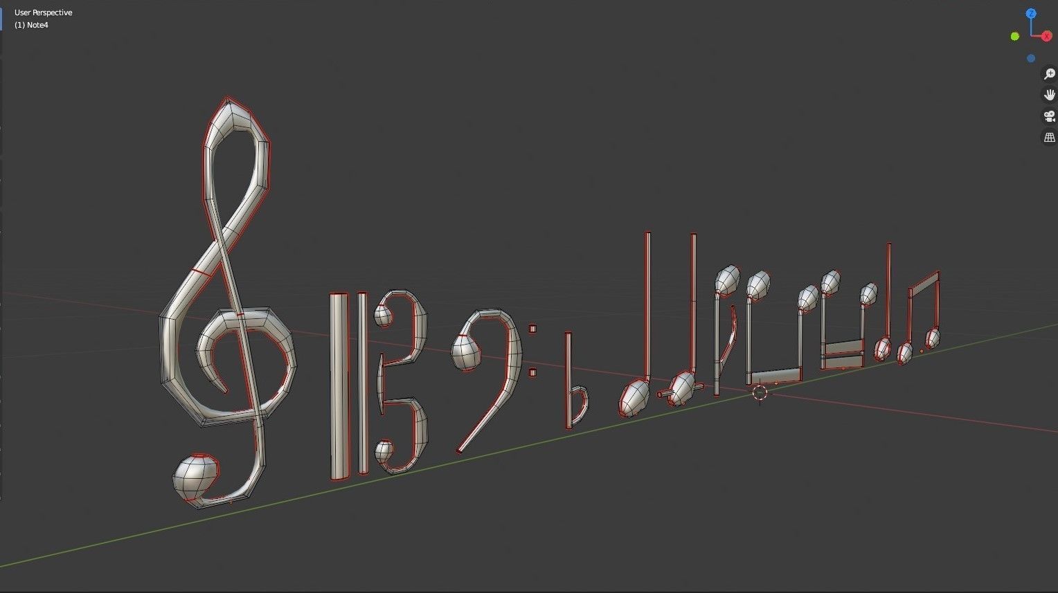 Notes music on piano Low-poly 3D model_4