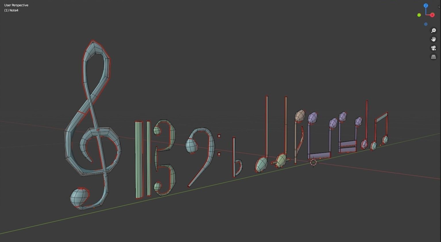 Notes music on piano Low-poly 3D model_5