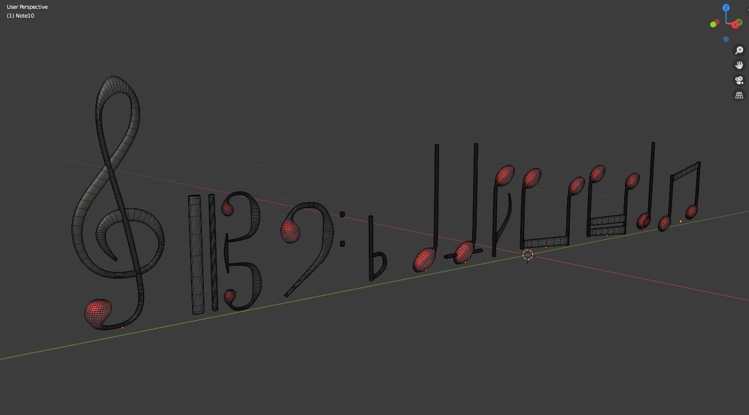 Notes music on piano Low-poly 3D model_6