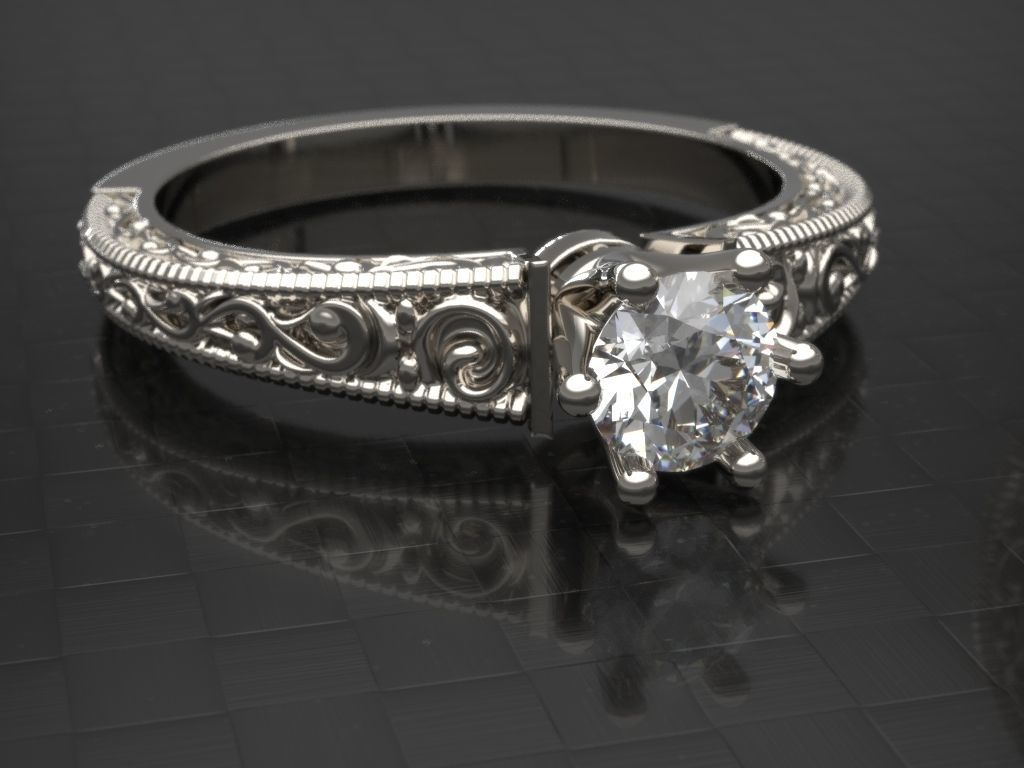 Engagement diamond ring 3D print model_18