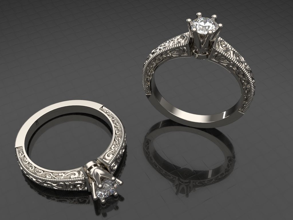 Engagement diamond ring 3D print model_10