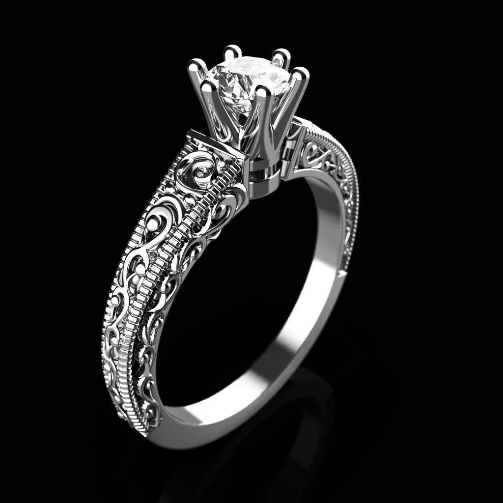 Engagement diamond ring 3D print model_0