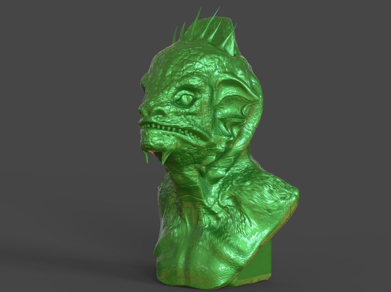 Reptilian Bust 3D print model_3