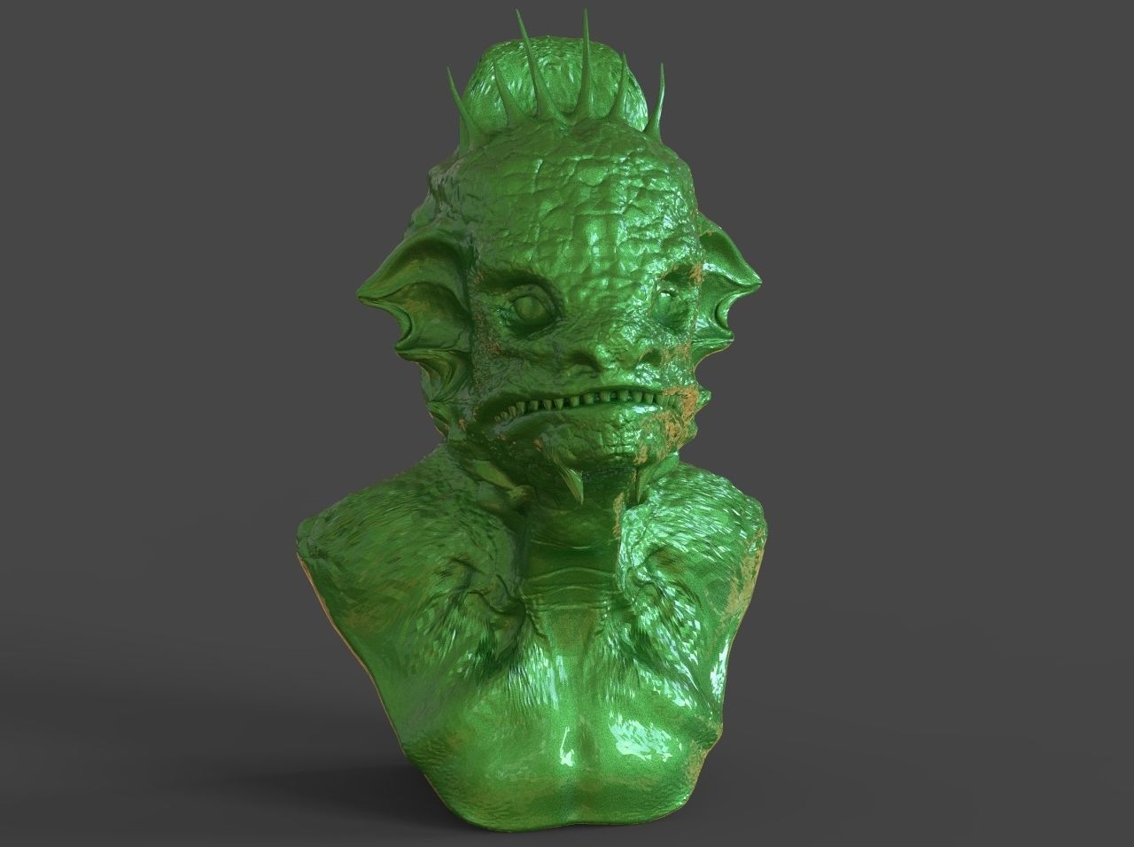 Reptilian Bust 3D print model_1