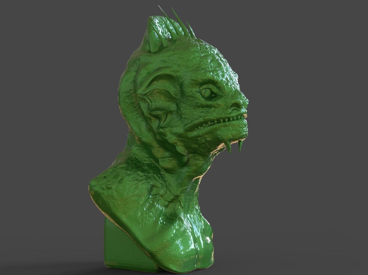 Reptilian Bust 3D print model_4