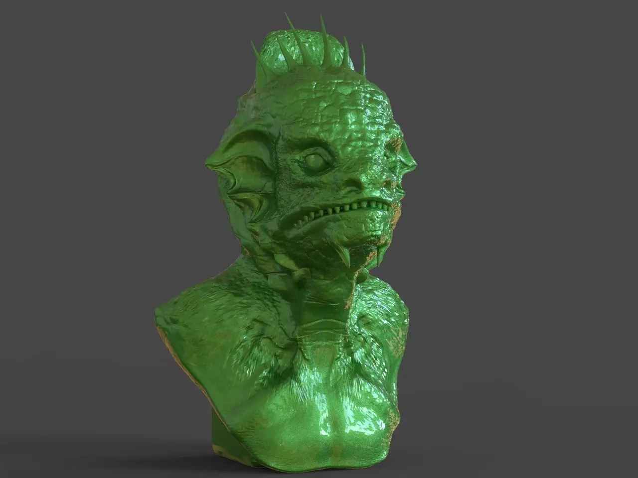 Reptilian Bust 3D print model_0