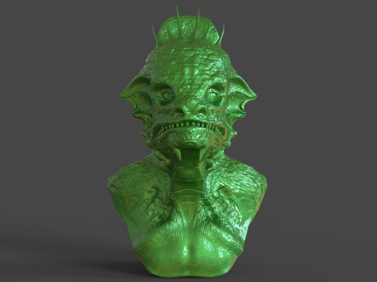Reptilian Bust 3D print model_2