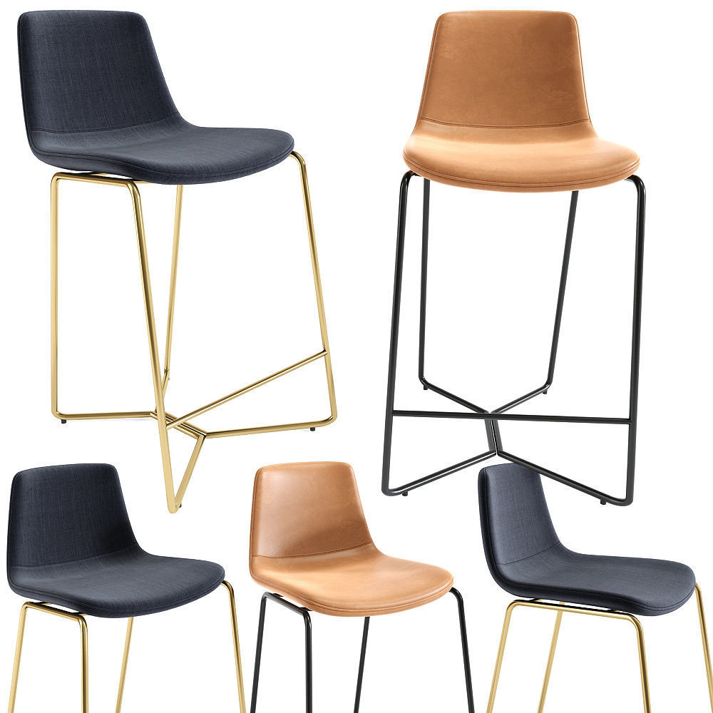 Slope Upholstered Bar Stools 3D model_3