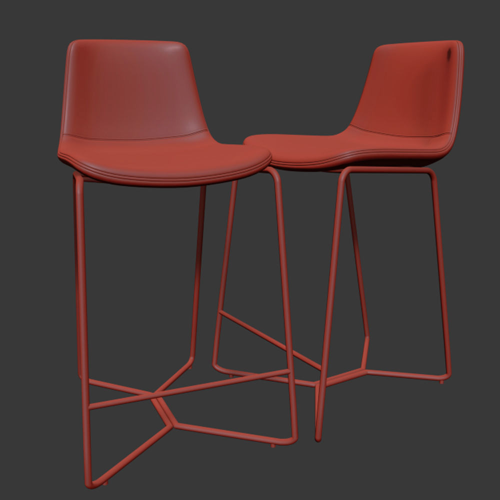 Slope Upholstered Bar Stools 3D model_1