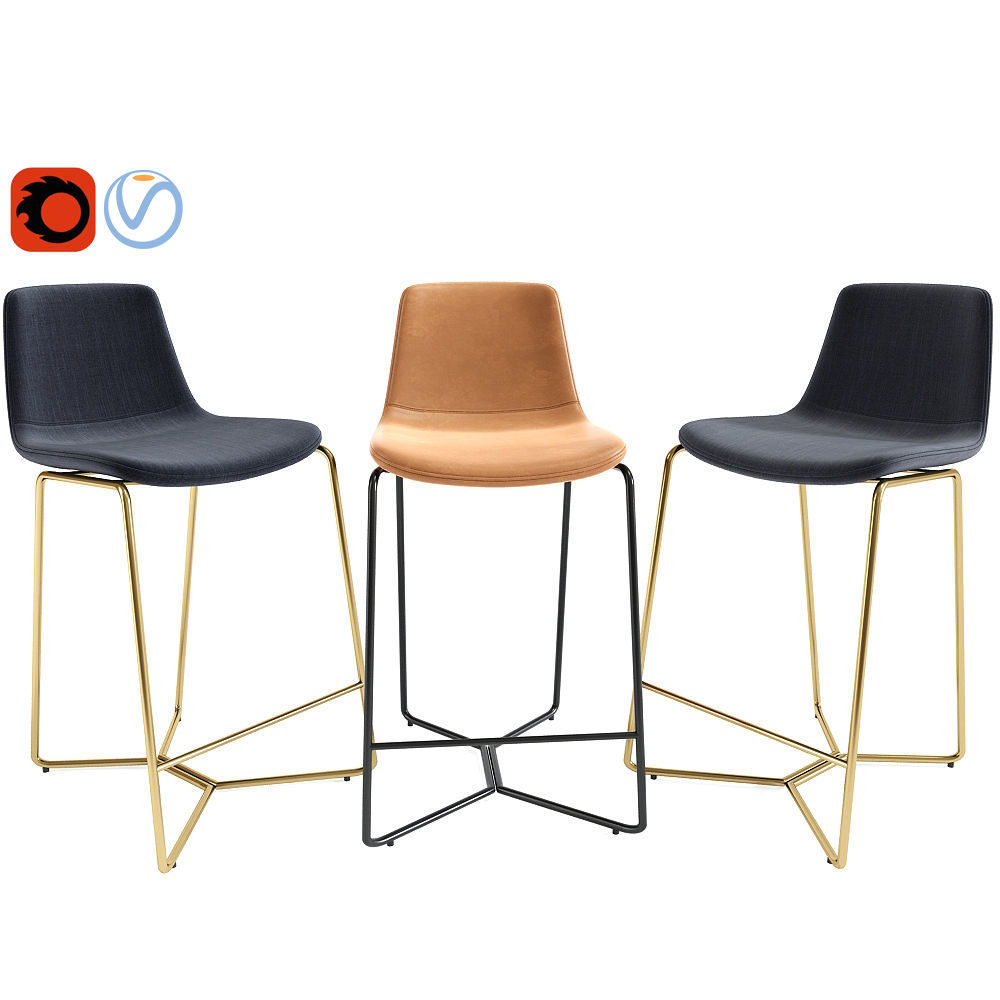 Slope Upholstered Bar Stools 3D model_2