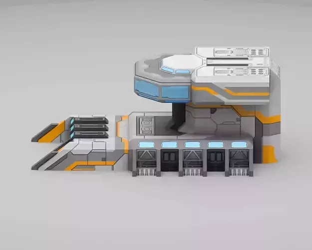 Sci-Fi Military Building - Military Barrack Low-poly 3D model