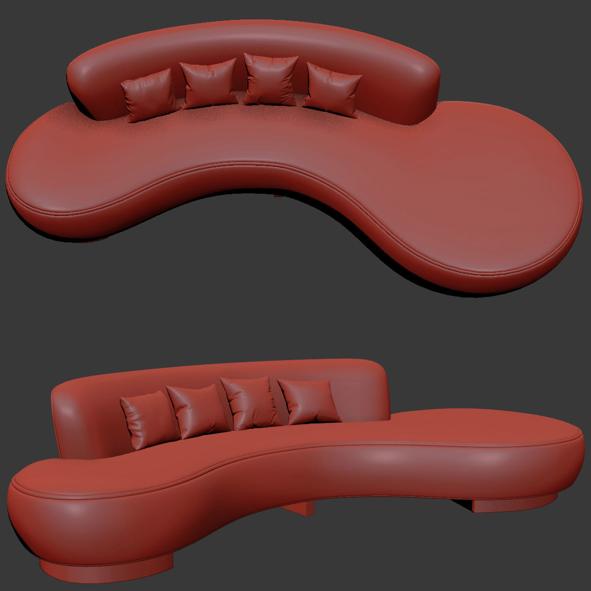 Serpentine Sofa Vladimir kagan 3D model_2
