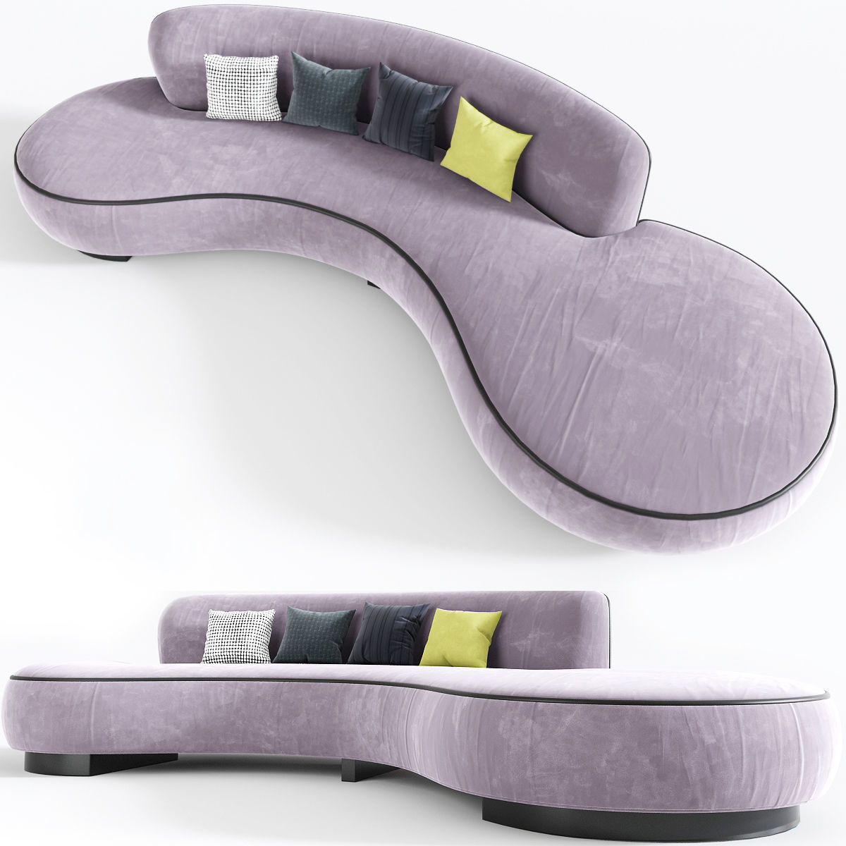 Serpentine Sofa Vladimir kagan 3D model_1