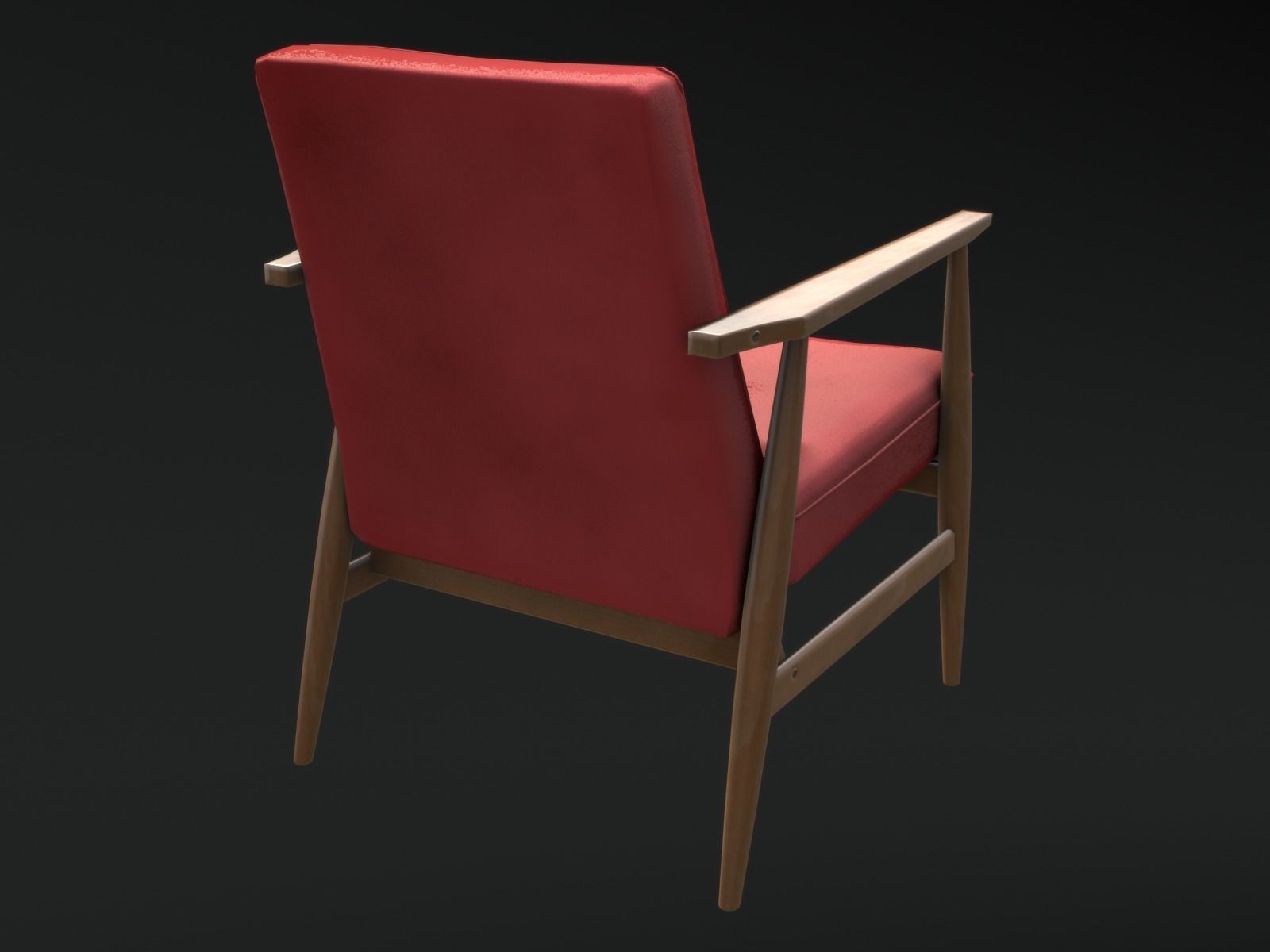 Soviet Armchair Lisek Red Low-poly 3D model_4