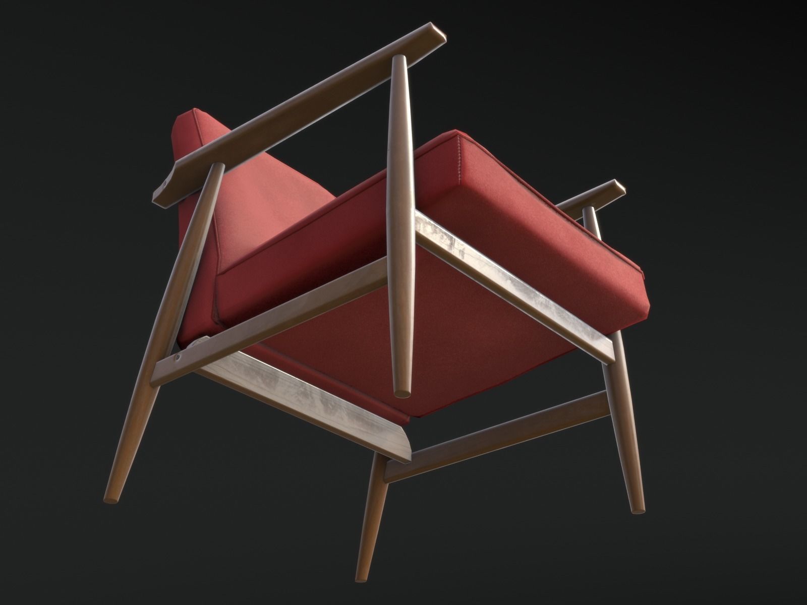 Soviet Armchair Lisek Red Low-poly 3D model_9