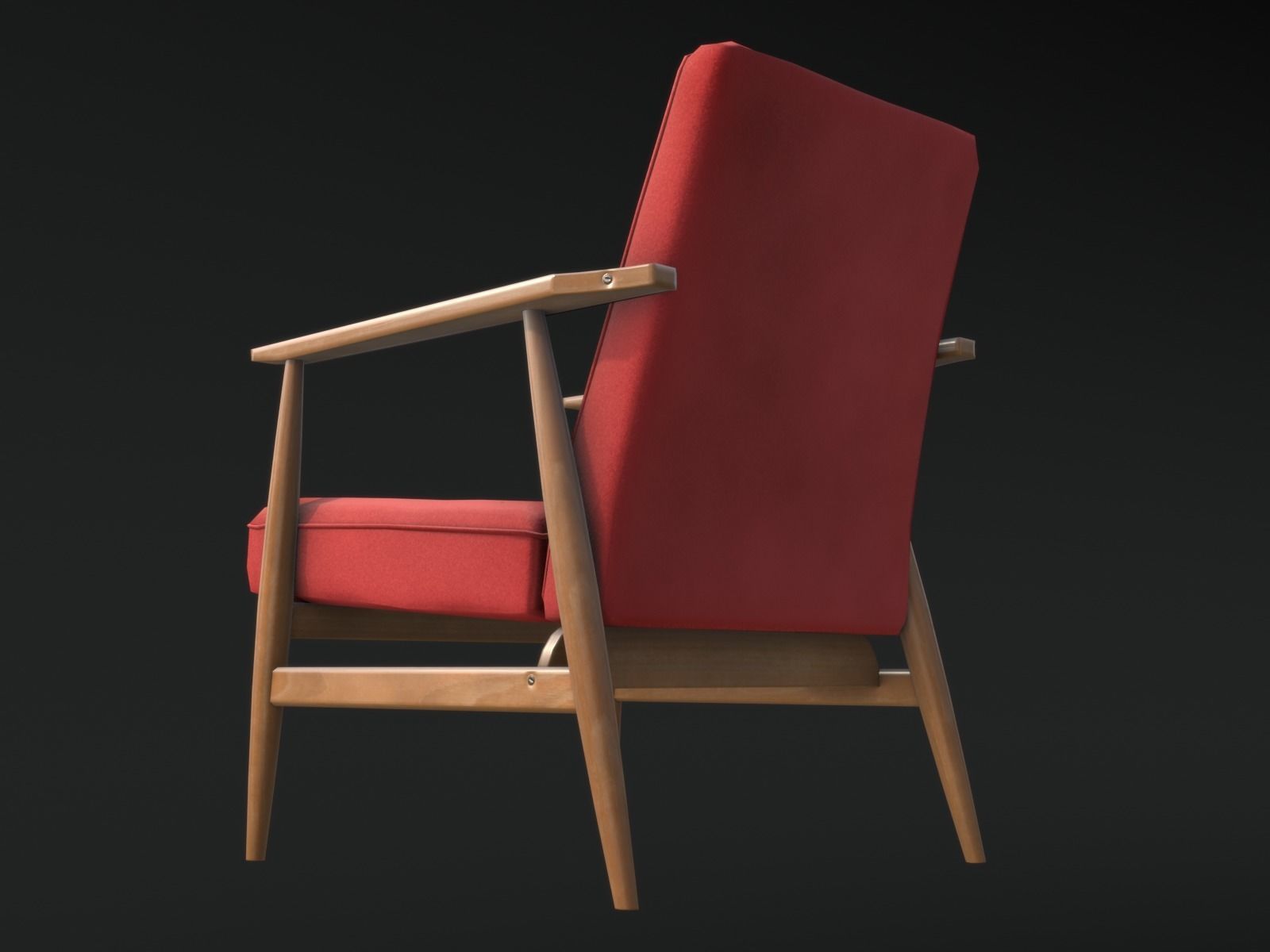 Soviet Armchair Lisek Red Low-poly 3D model_5