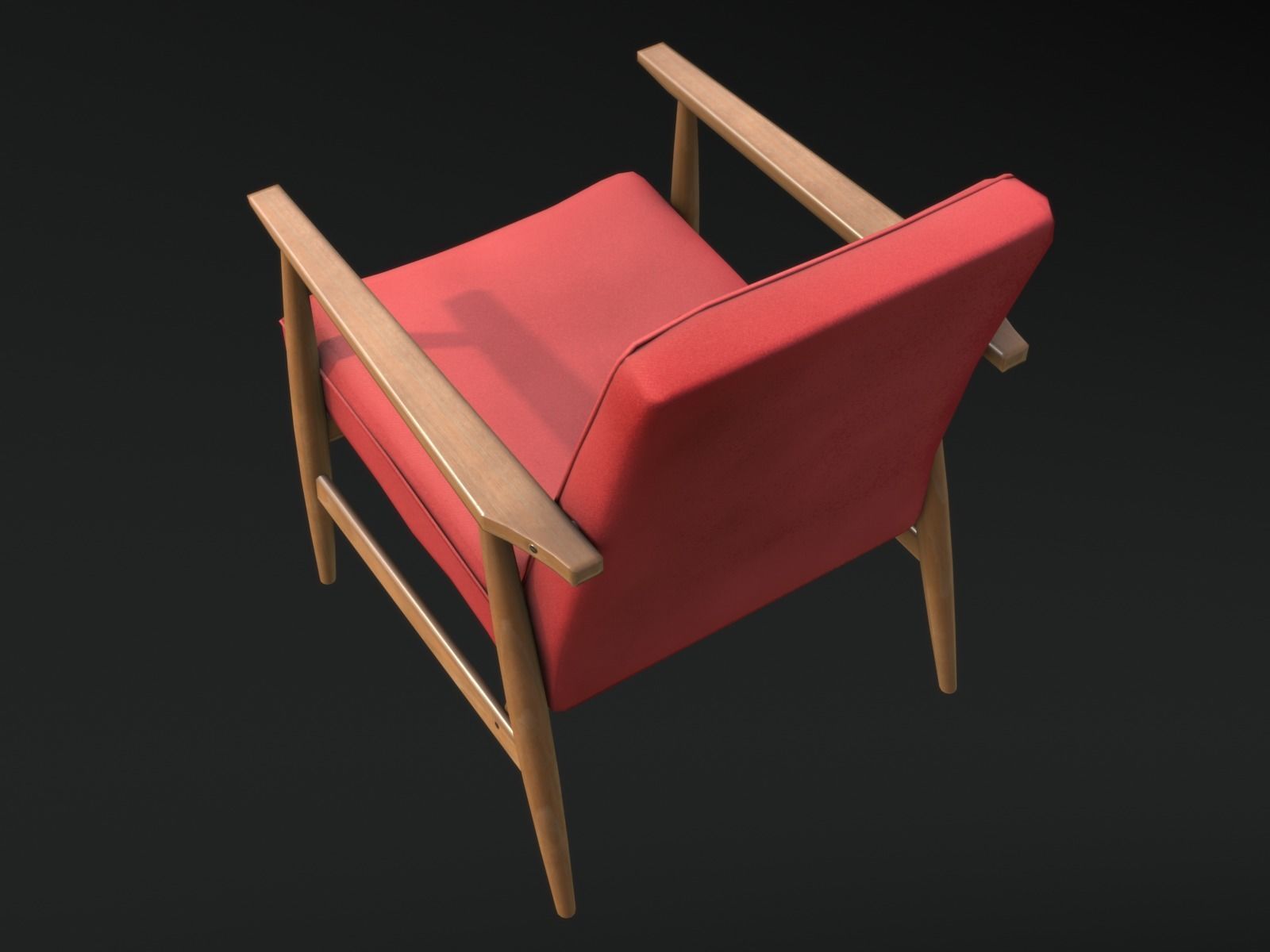 Soviet Armchair Lisek Red Low-poly 3D model_8