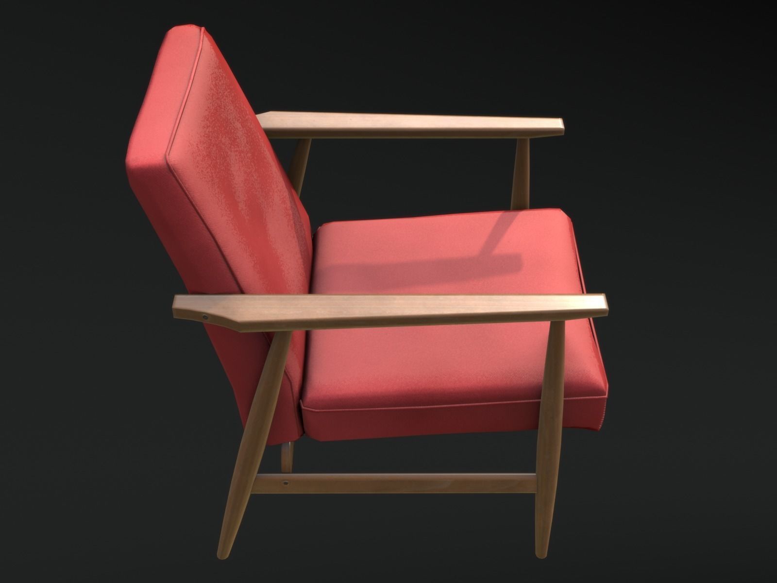 Soviet Armchair Lisek Red Low-poly 3D model_7