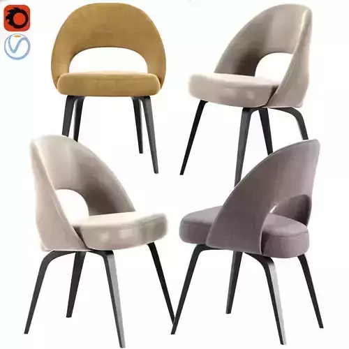 Saarinen Executive Side Chair with Wood Legs 3D model