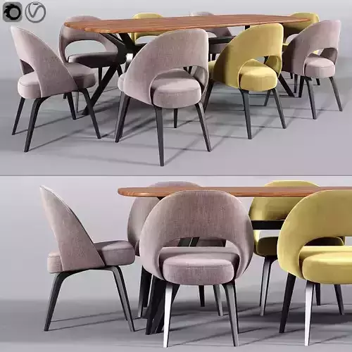 Eero Saarinen Executive Dining Chair Set 3D model