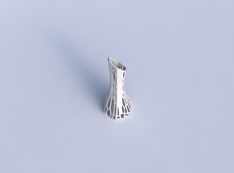 Vase squeezed and bent hexagon with organic lattice and solid... 3D print model_1
