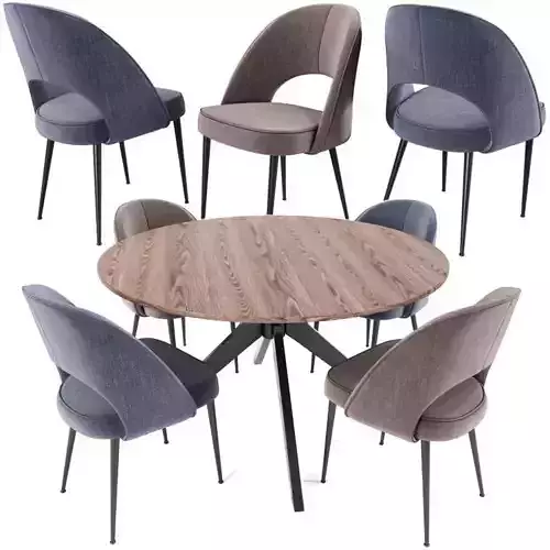 Saarinen Dining Chair And Table 3D model