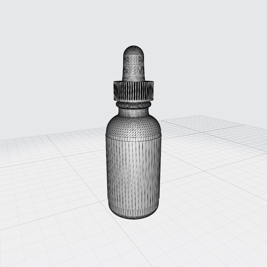 Dropper Bottle with Fluted Lid and Screw Top Low-poly 3D model_4