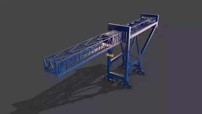 PBR Port Container Crane - Blue  Low-poly 3D model