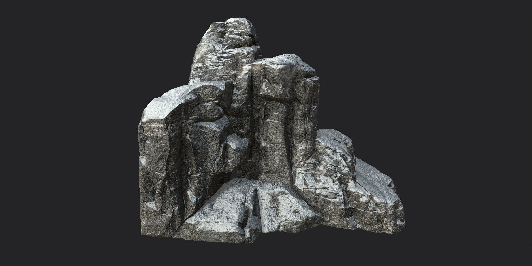 Snowy Cliff Rock 001 Low-poly 3D model_3