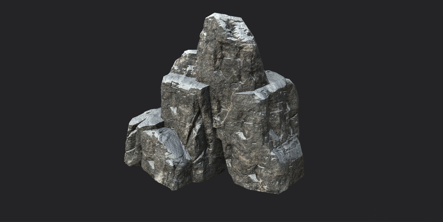 Snowy Cliff Rock 001 Low-poly 3D model_2