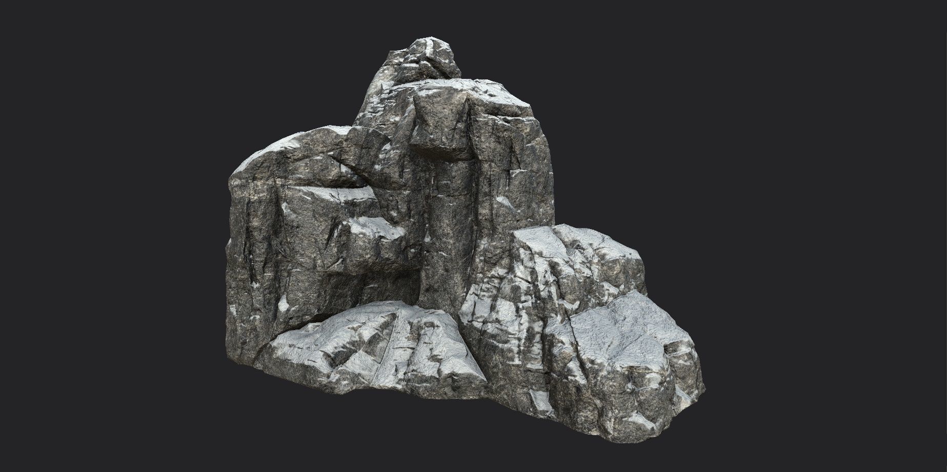 Snowy Cliff Rock 001 Low-poly 3D model_4