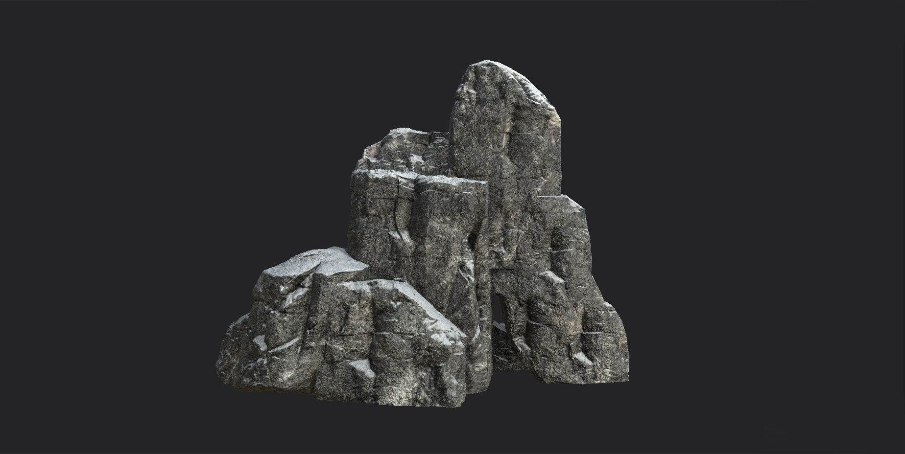 Snowy Cliff Rock 001 Low-poly 3D model_1