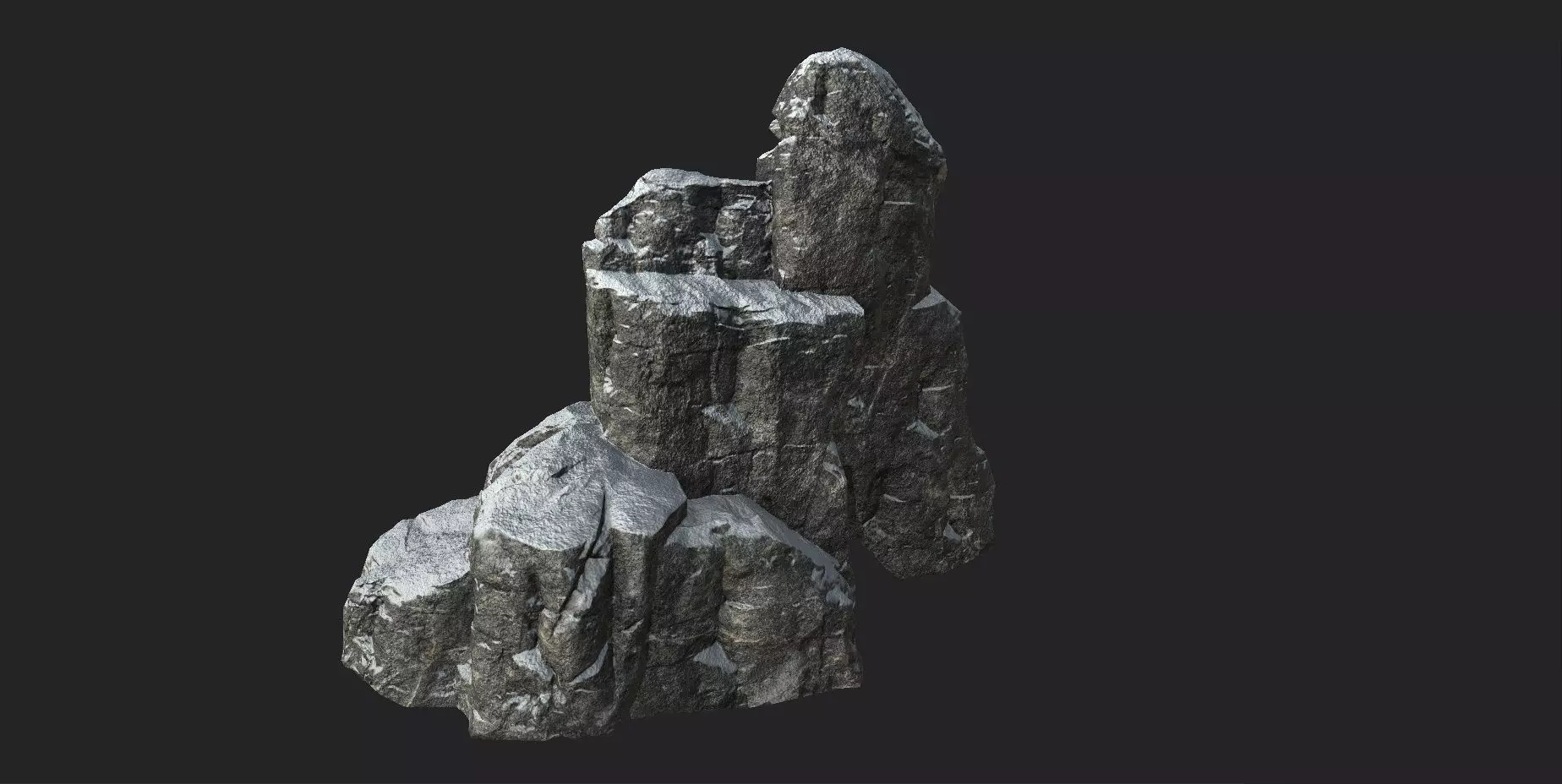 Snowy Cliff Rock 001 Low-poly 3D model_0